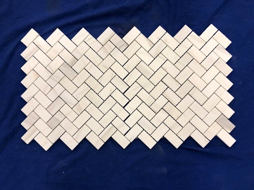 1X2 HERRINGBONE DOLOMITE ROSSA MARBLE POLISHED MOSAIC | Marme Canada