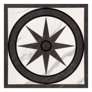 24x24 Milano Bianco & Geology Stone Black Medallion Porcelain Final Sale