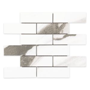 2x6 La Mallorca Panda White Brick Polished Porcelain Mosaic