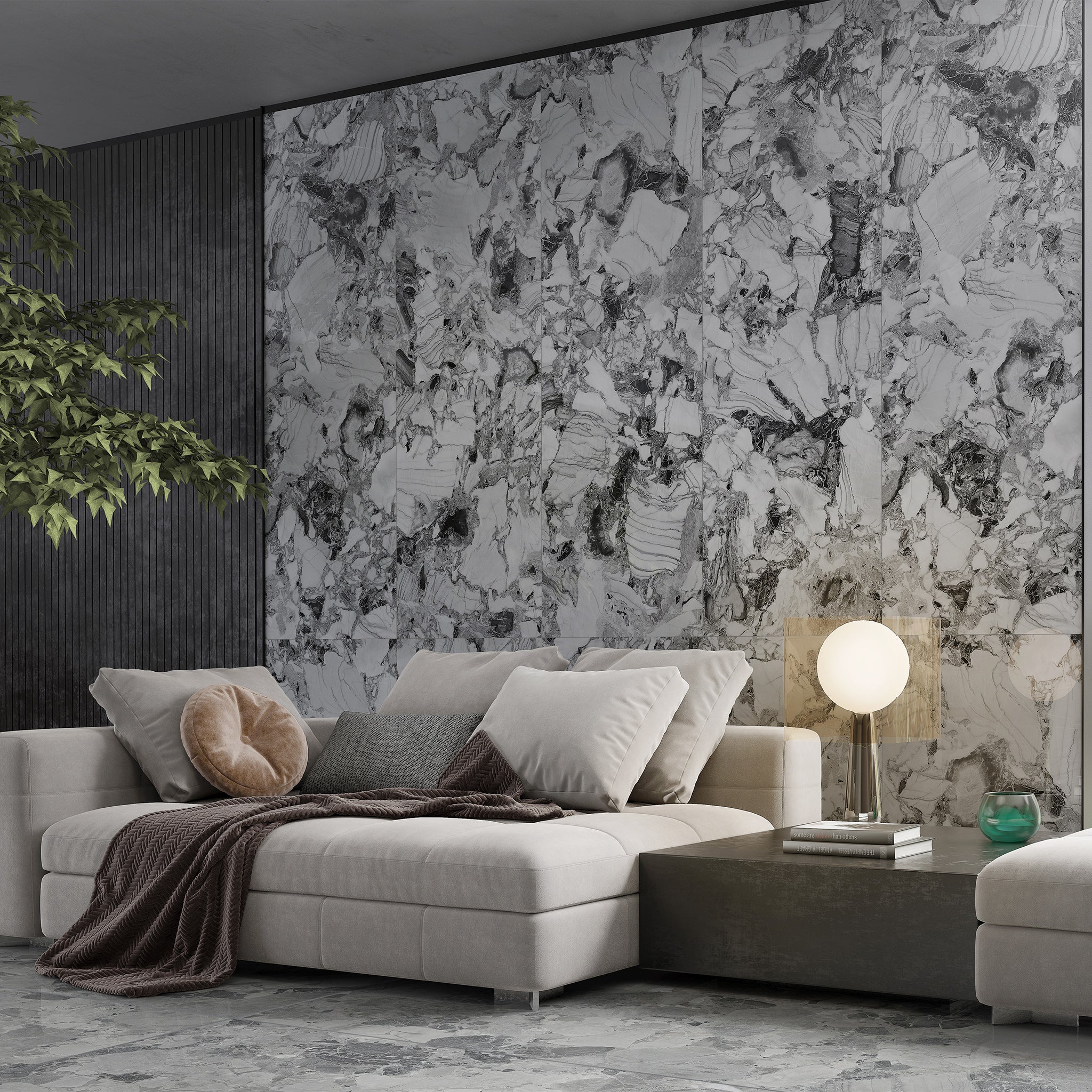 Black White Cold Emerald porcelain slab pattern