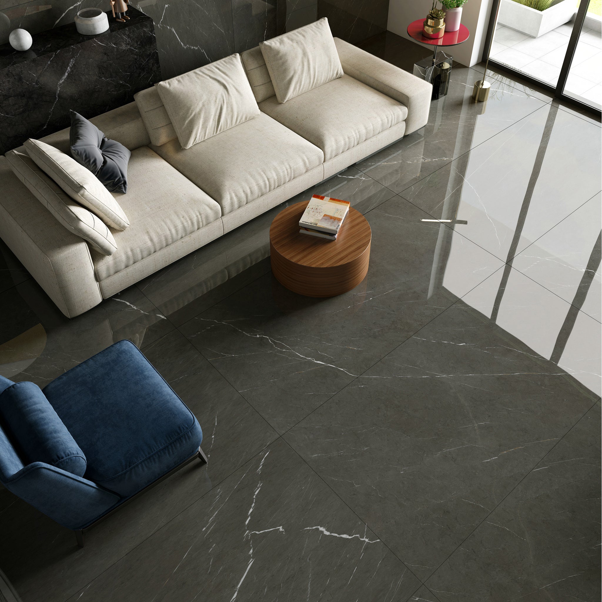 Pietra Grey porcelain slab detail