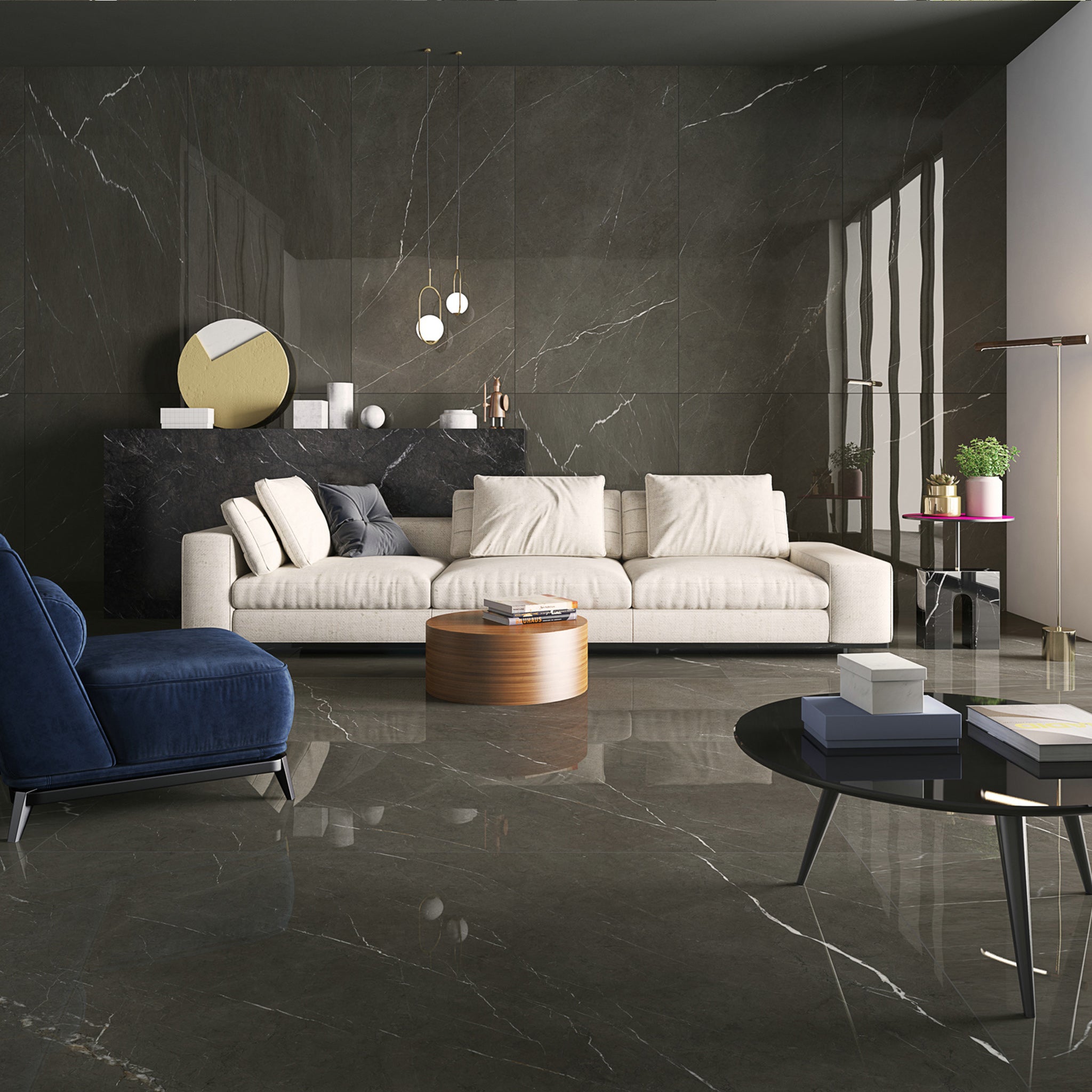 Pietra Grey porcelain slab additional view