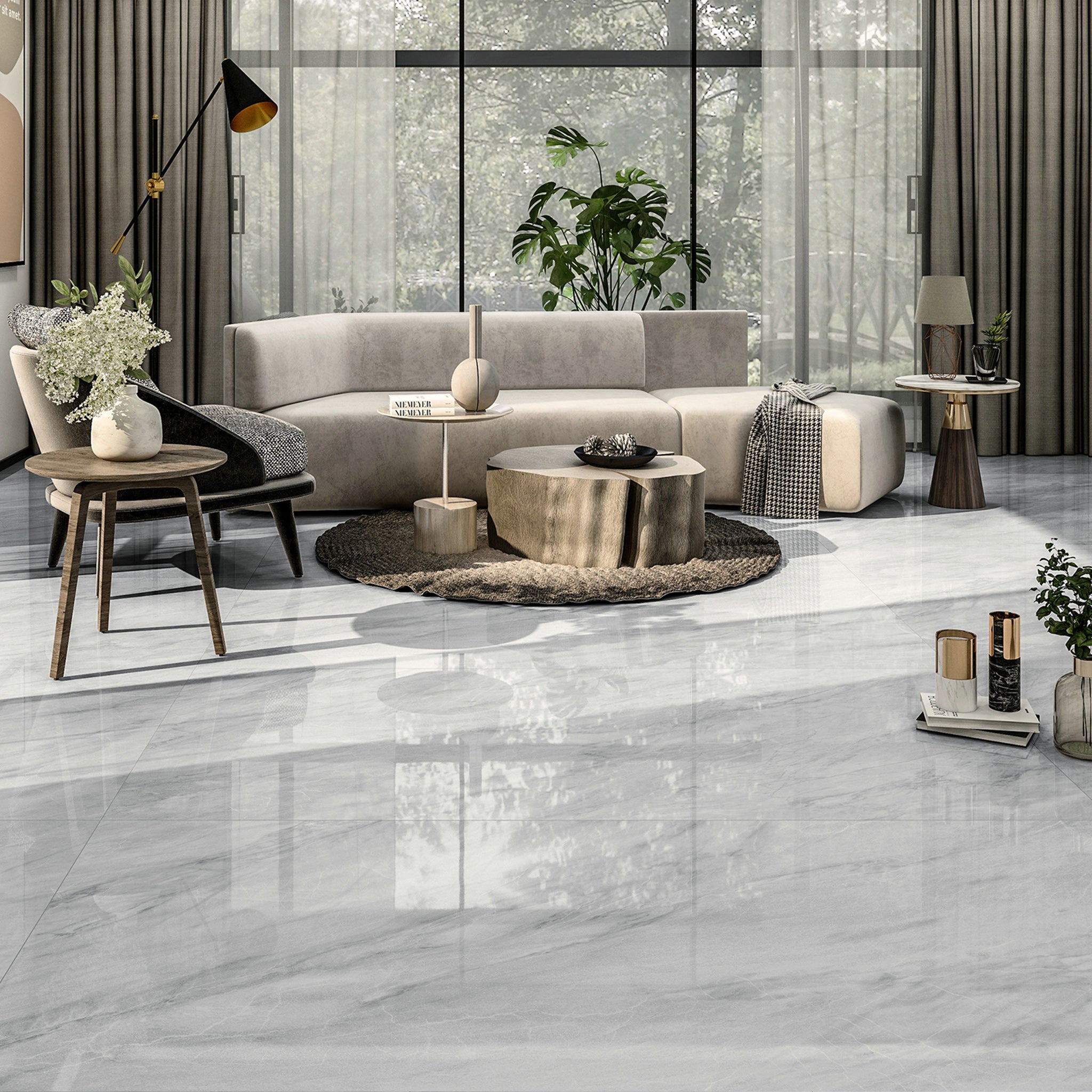 Nordic Grey porcelain slab application
