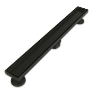 24" Stainless Steel Linear Shower Drain, Matte Black