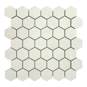 2x2 La Mallorca Hexagon Crete Ivory Porcelain Polished Mosaic