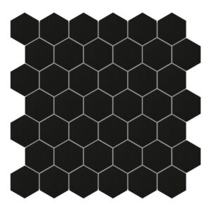 2x2 Solid Super Black Hexagon Matte Porcelain Mosaic